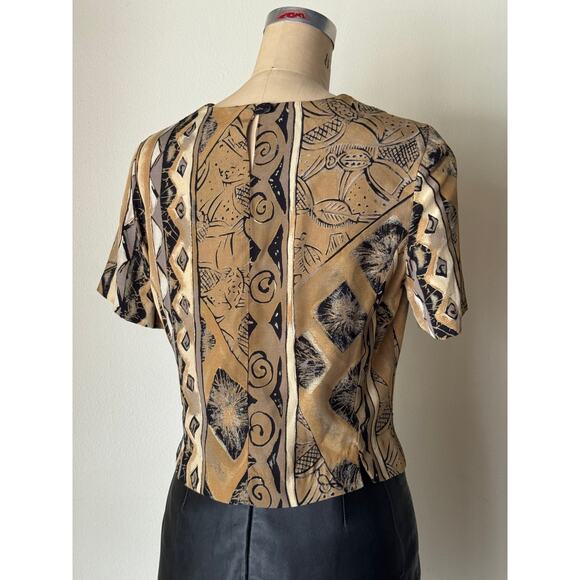 Vintage Printed Rayon Cropped Blouse - Picture 3 of 4